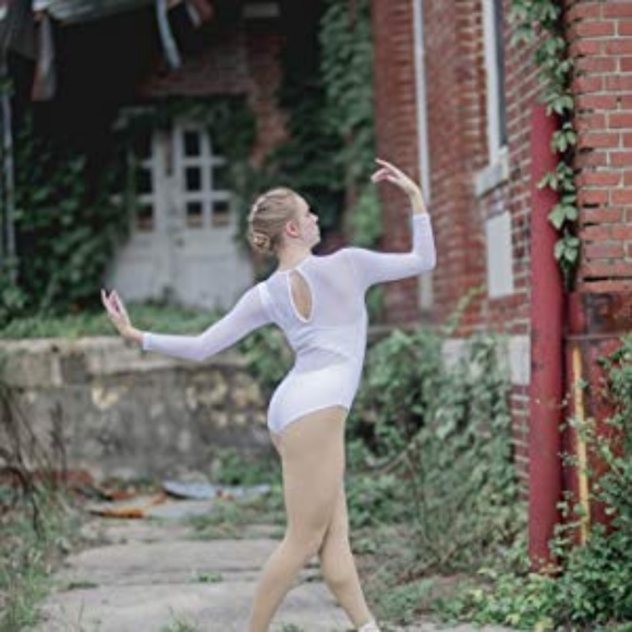 HDW Dancewear Mesh Detail Long Sleeve Leotard - Picture 2 of 3